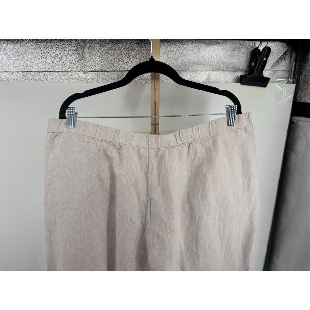 J.Jill Love Linen Natural Beige Cropped Pants Pull-On Elastic Waist Pockets XL - Picture 7 of 11
